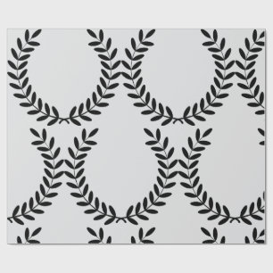 Black Laurel Wreath Greek Olive Branch Wrapping Paper