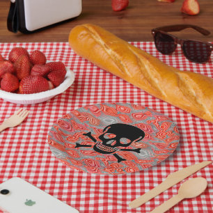 Black Lava Skull paper plates