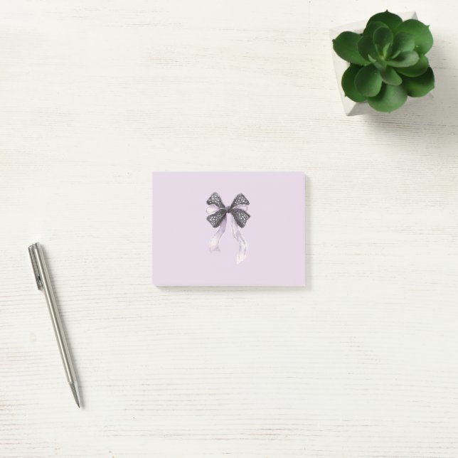 Black Lavender Bow Post-it Notes (Office)