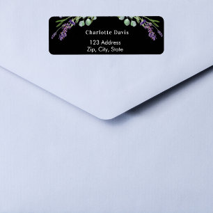 Black lavender eucalyptus greenery return address