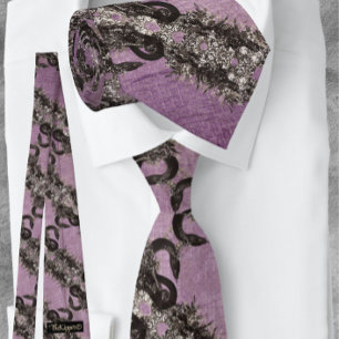 Black Lavender Snake Lace Design Tie