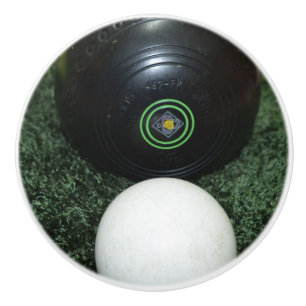 Black Lawn Bowl And Jack, Ceramic Knob