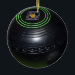 Black Lawn Bowl, Ceramic Tree Decoration<br><div class="desc">Pictured is a vintage black Lawn bowl.</div>