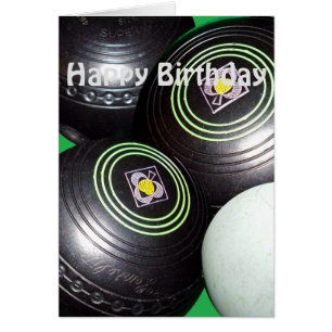Black Lawn Bowls And Kitty,  Birthday Card