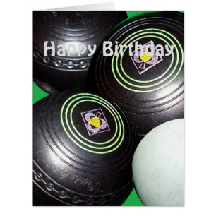 Black Lawn Bowls And Kitty, Jumbo Birthday Card