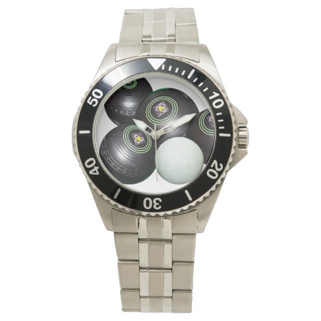Black Lawn Bowls And Kitty, Watch (Front)