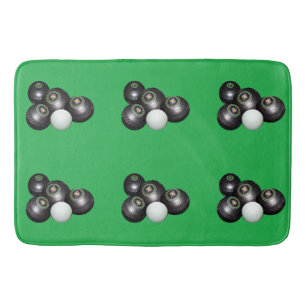Black Lawn Bowls On Green, Bath Mat