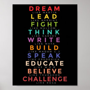 Black Leader Dream Like Leaders Teach Black Histor Poster