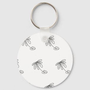black leaf flower line art abstract design coffee key ring