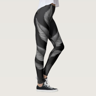 Black Leaf Pattern  Leggings