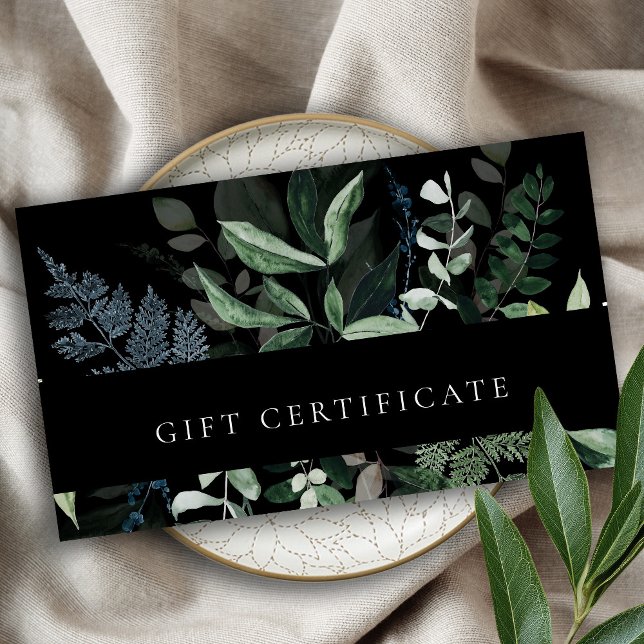 Black Leafy Tropical Foliage Fern Gift Certificate (Creator Uploaded)