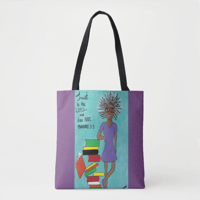 Black Lean Note Tote Bag (purple) (Front)