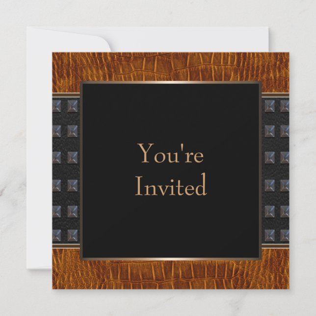Black Leather All Occasion Invitation Template (Front)