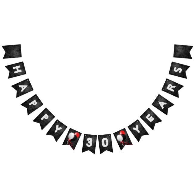 black leather and balloons 30th birthday party bunting  (All)