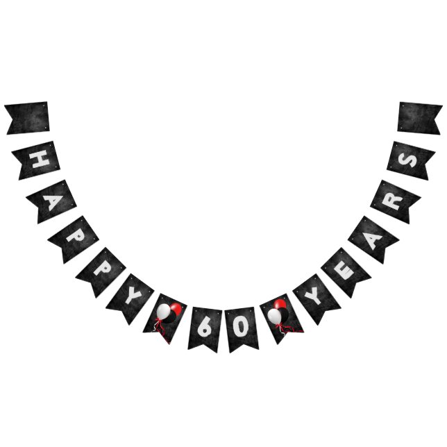 black leather and balloons 60th birthday party bunting  (All)