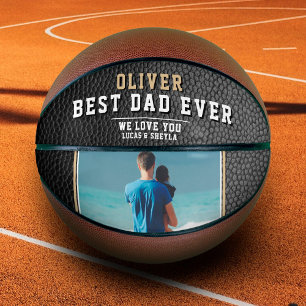 Black Leather Best Dad Ever Father`s Day Photo Basketball