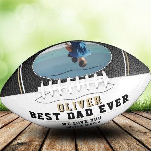 Black Leather Best Dad Ever Father`s Day Photo Football