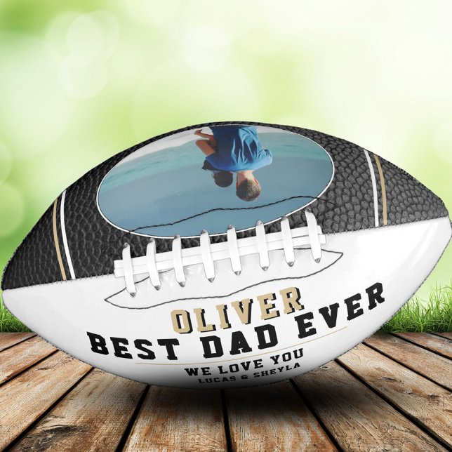 Black Leather Best Dad Ever Father`s Day Photo Football (Creator Uploaded)