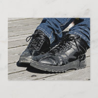 Black Leather Boots and Blue Jean Denim
