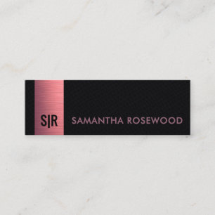 Black Leather & Brushed Pink Panel Monogram Mini Business Card