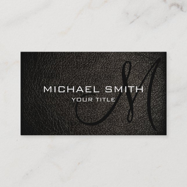 Black leather business card (Front)