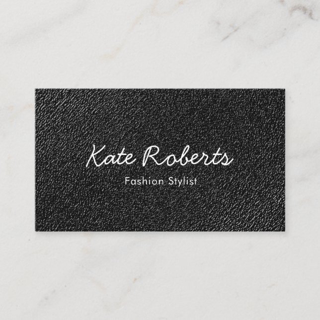 Black Leather business card | minimalist (Front)