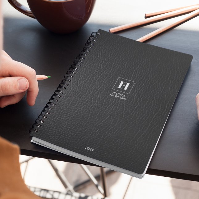Black Leather Classic Monogram 202x Weekly Planner (Creator Uploaded)