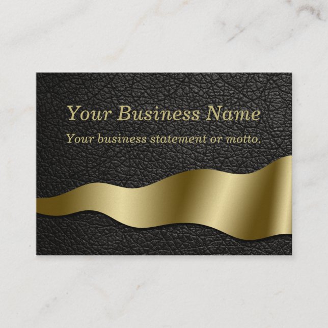 Black Leather Classy Business Card (Front)