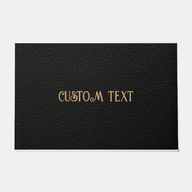 BLACK LEATHER CUSTOM TEXT DOOR MAT (Front)