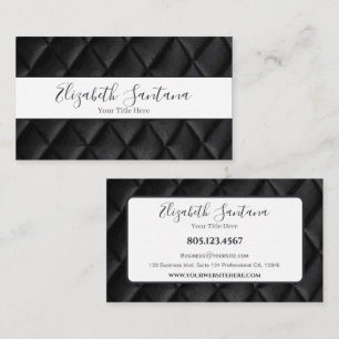 Black Leather Diamond Stitching Business Card