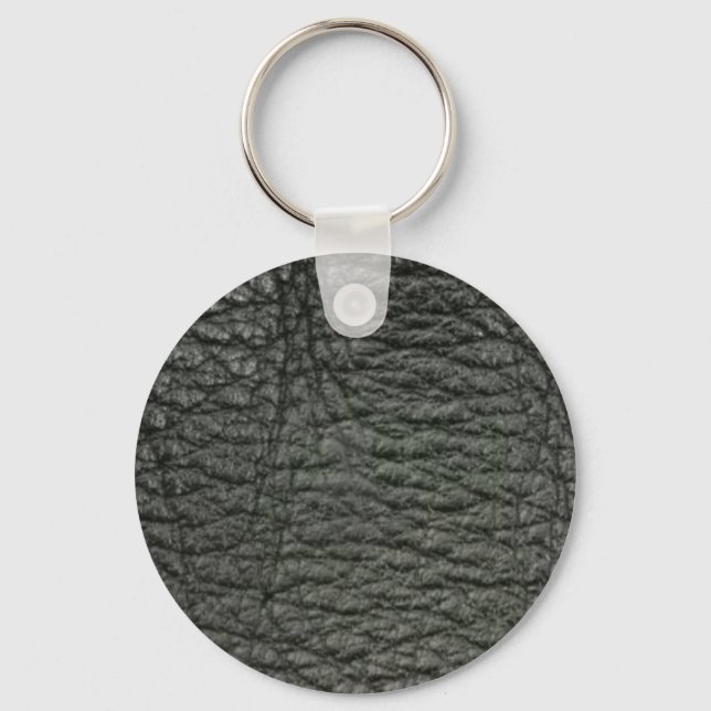 Black Leather Effect Key Ring (Front)