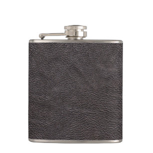 Black Leather Fabric Hip Flask