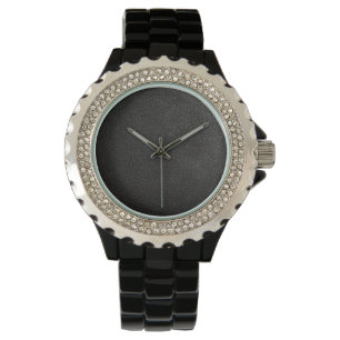 Black Leather Face Watch