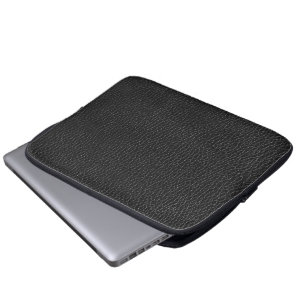Black Leather Finish Texture Laptop Sleeve