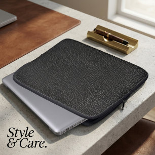 Black Leather Finish Texture Laptop Sleeve