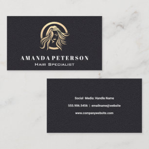 Black Leather   Flowing Hair Logo Business Card