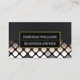 Black Leather Geometric Pattern Business Card