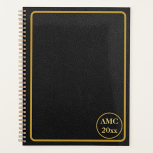 Black Leather Gold Frame Planner