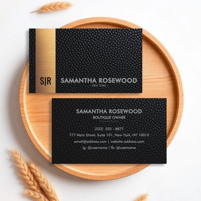 Black Leather & Gold Luxe Business Card (Creator Uploaded)