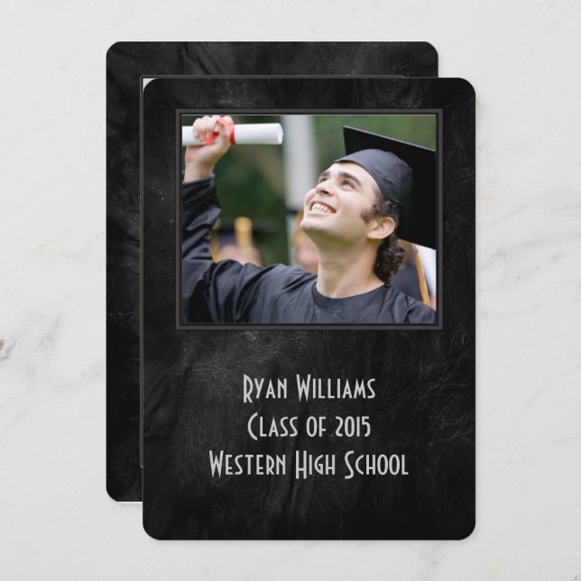 Black Leather Graduation Invitation (Front/Back)