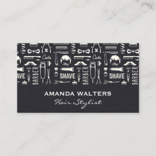 Black Leather Hair Stylist Illustrations Business Card