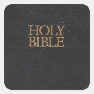 Black Leather Holy Bible Cover Square Sticker