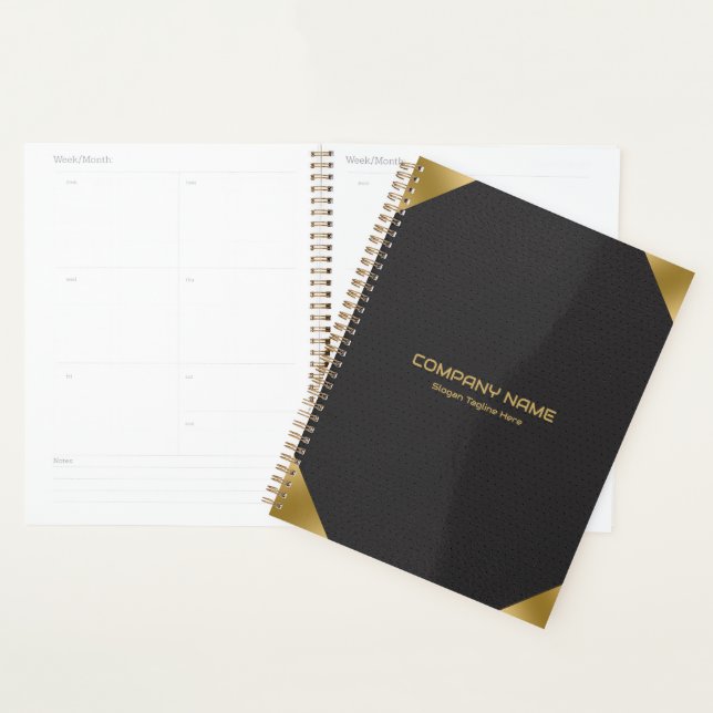  Black leather image print with gold accents Planner (Display)