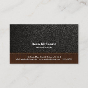 Black leather look interior design business card