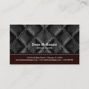 Black leather look interior design business card