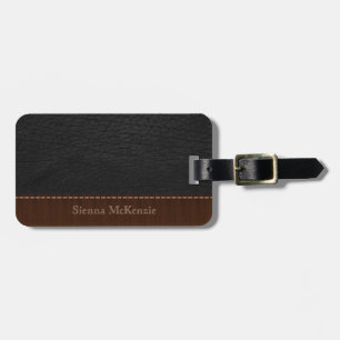 Black Leather Look Luggage Tag