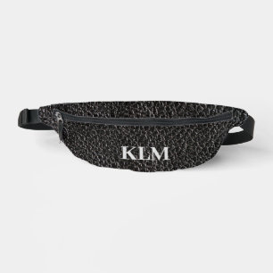 Black leather look monogram bum bags