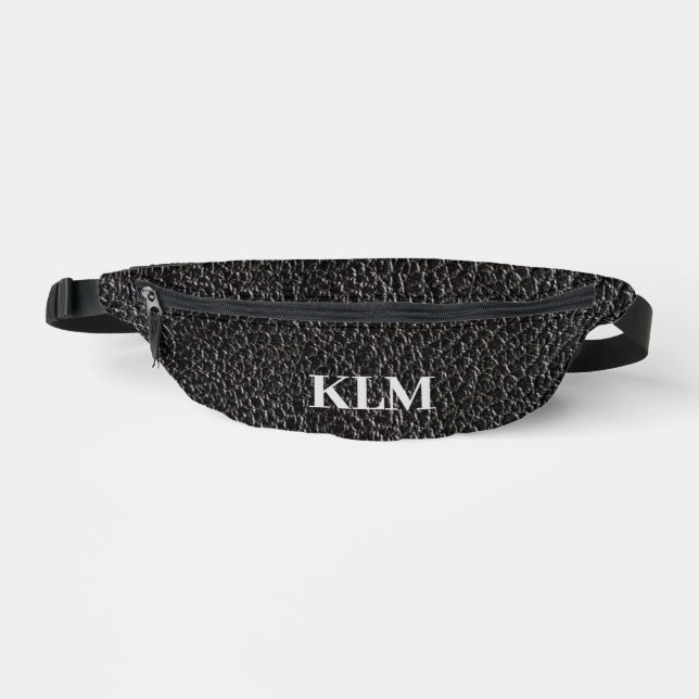 Black leather look monogram bum bags (Front)