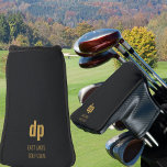 Black Leather Look Monogram Custom Name Putter Golf Head Cover<br><div class="desc">Personalised golf putter head cover. Your initials are lettered in modern oversized typography and you can also add either your name or your golf club's name. The design is printed with a leather textured look background in black</div>