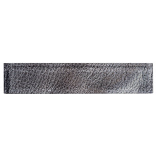 Black leather-look pattern nameplate